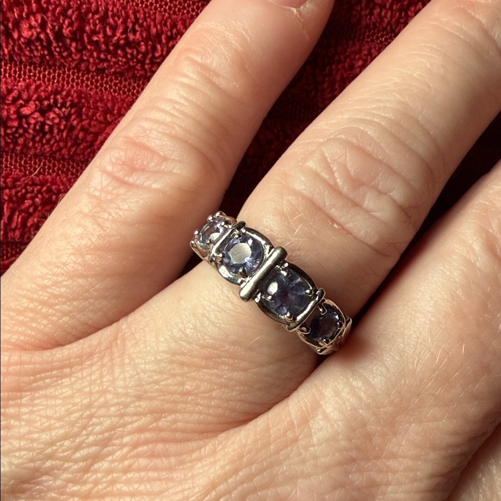 Sterling Silver Five-Stone Blue Ring - image 7